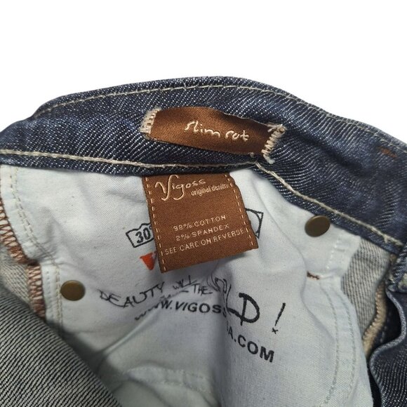 Vigoss Denim Jean Pants Rolled Cuff Womens 13 14 Slim Cut Pockets Dark Wash Blue - Picture 9 of 10